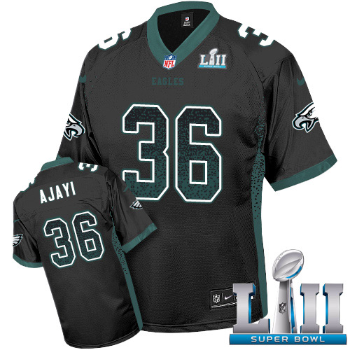 Nike Eagles #36 Jay Ajayi Black Alternate Super Bowl LII Men's Stitched NFL Elite Drift Fashion Jersey - Click Image to Close